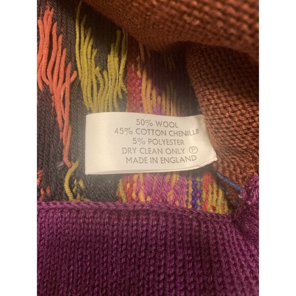 Vtg 80s Maggie White XL Tapestry Patchwork Wool Cotton Knit Vest Winter - Picture 8 of 8